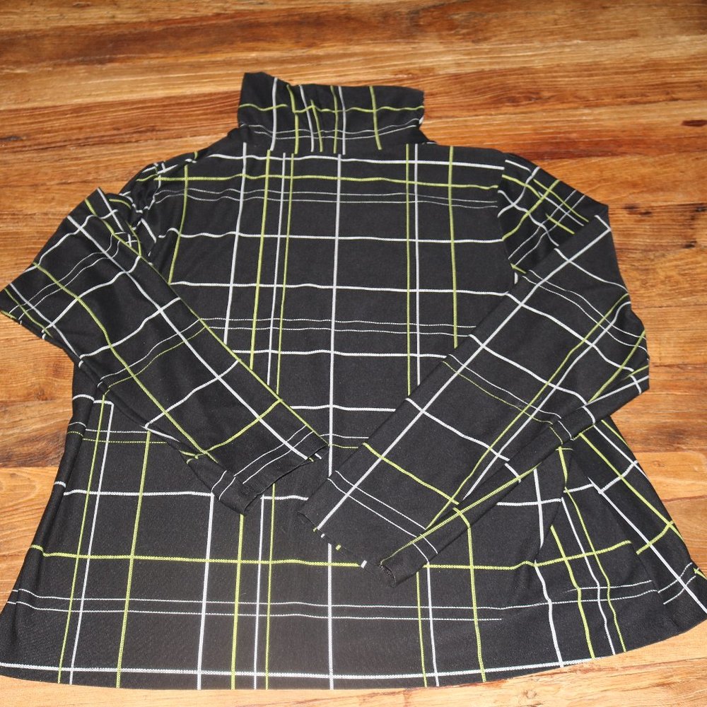 Preppy Plaid Lime, White, and Black Turtleneck